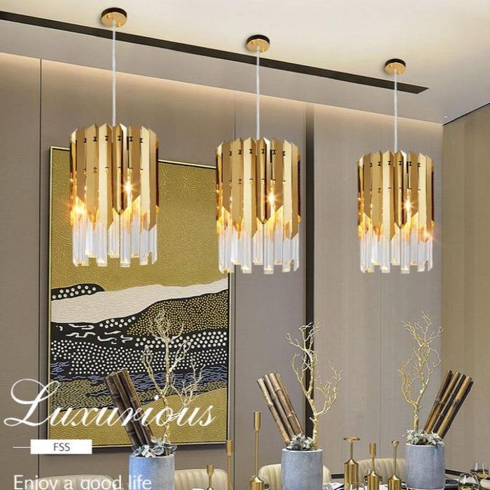 Ayr Gold Plated Crystal Pendant Light