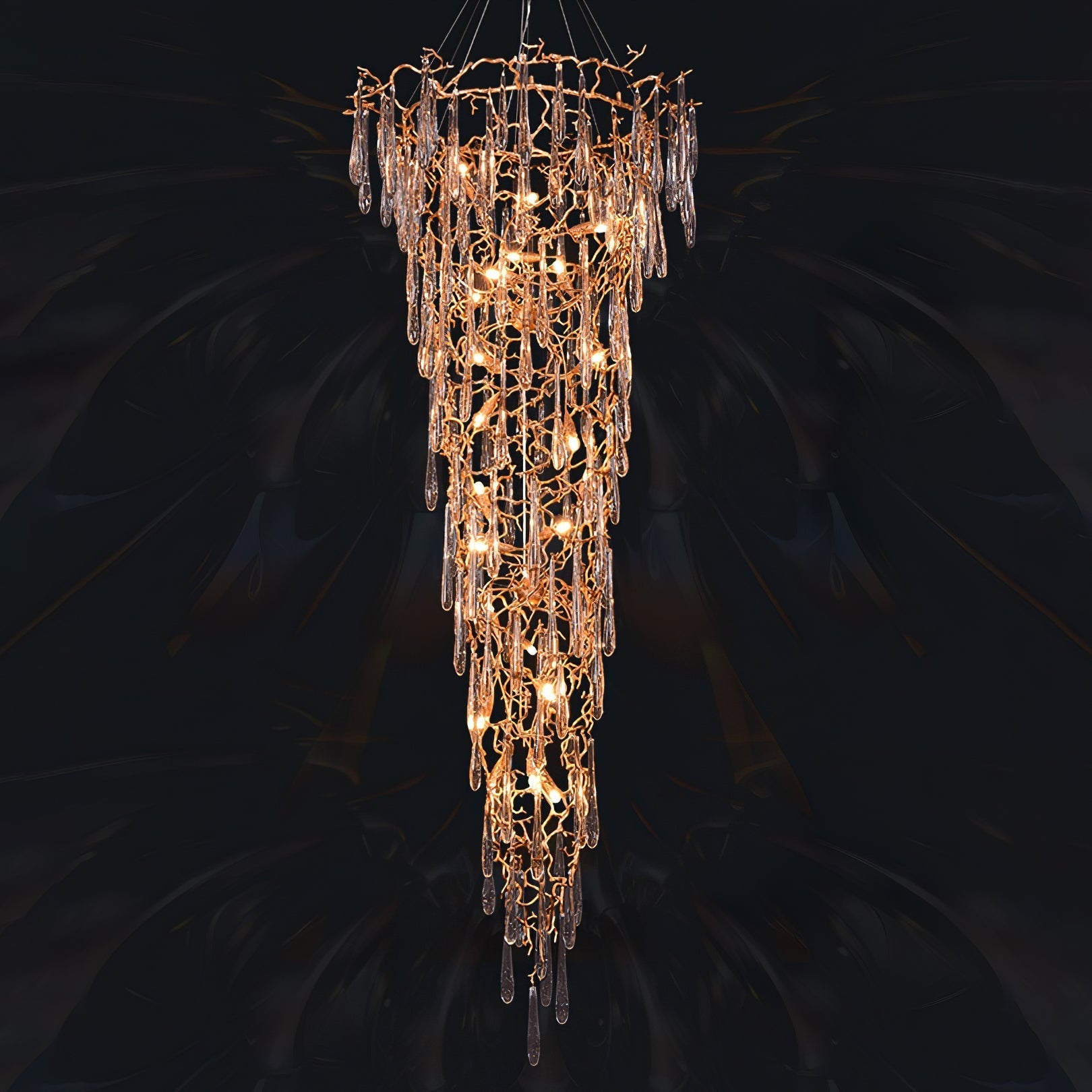 Aqua Parable Chandeliers 39.4" 31.5" 35.4" 39.4"D