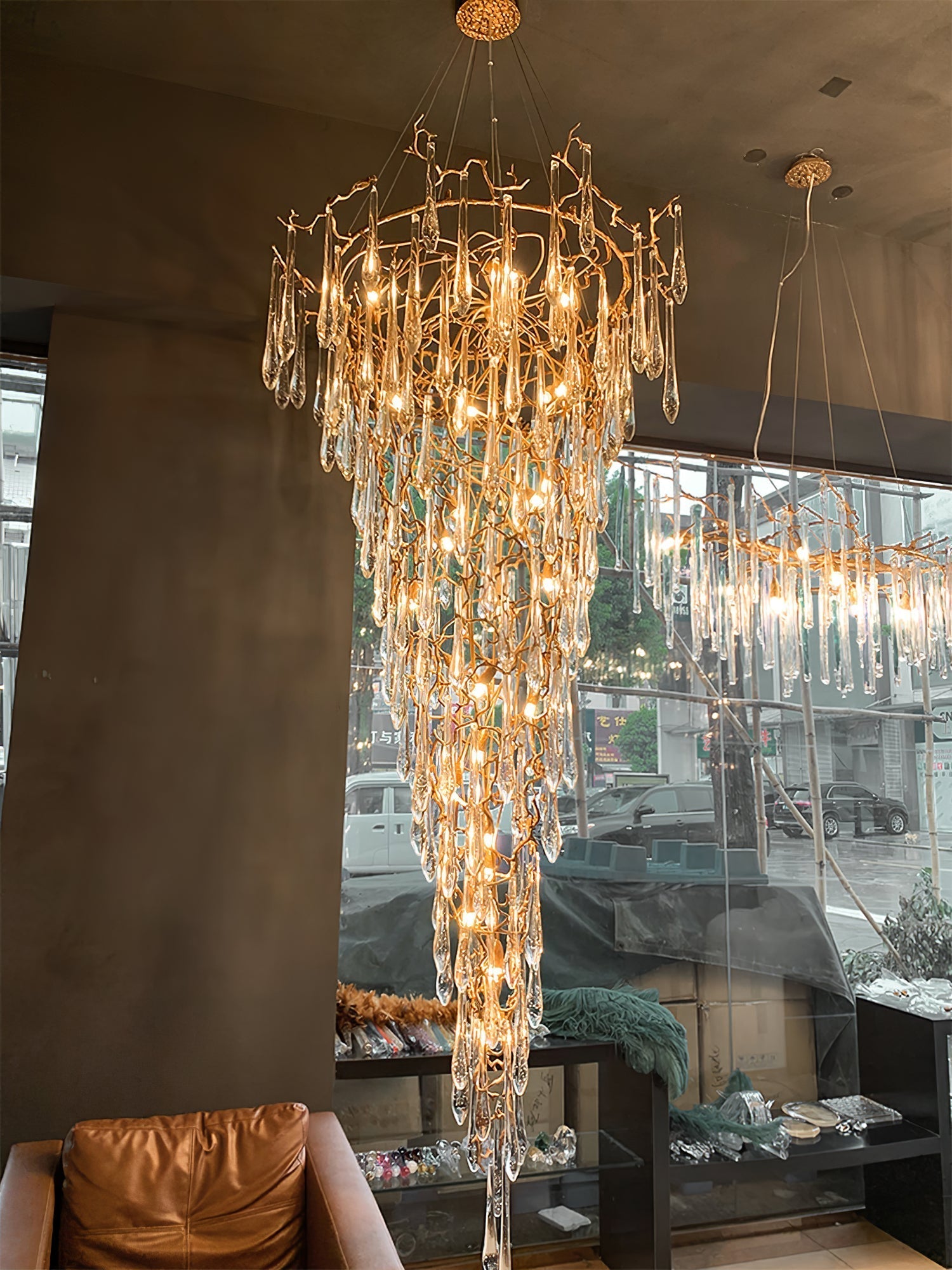 Aqua Parable Chandeliers 39.4" 31.5" 35.4" 39.4"D