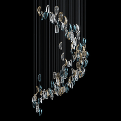 Galaxy Aqua Ripple Glass Meteor Shower Crystal Spiral Chandelier