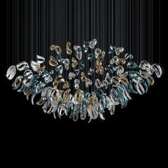 Galaxy Aqua Ripple Glass Meteor Shower Crystal Spiral Chandelier