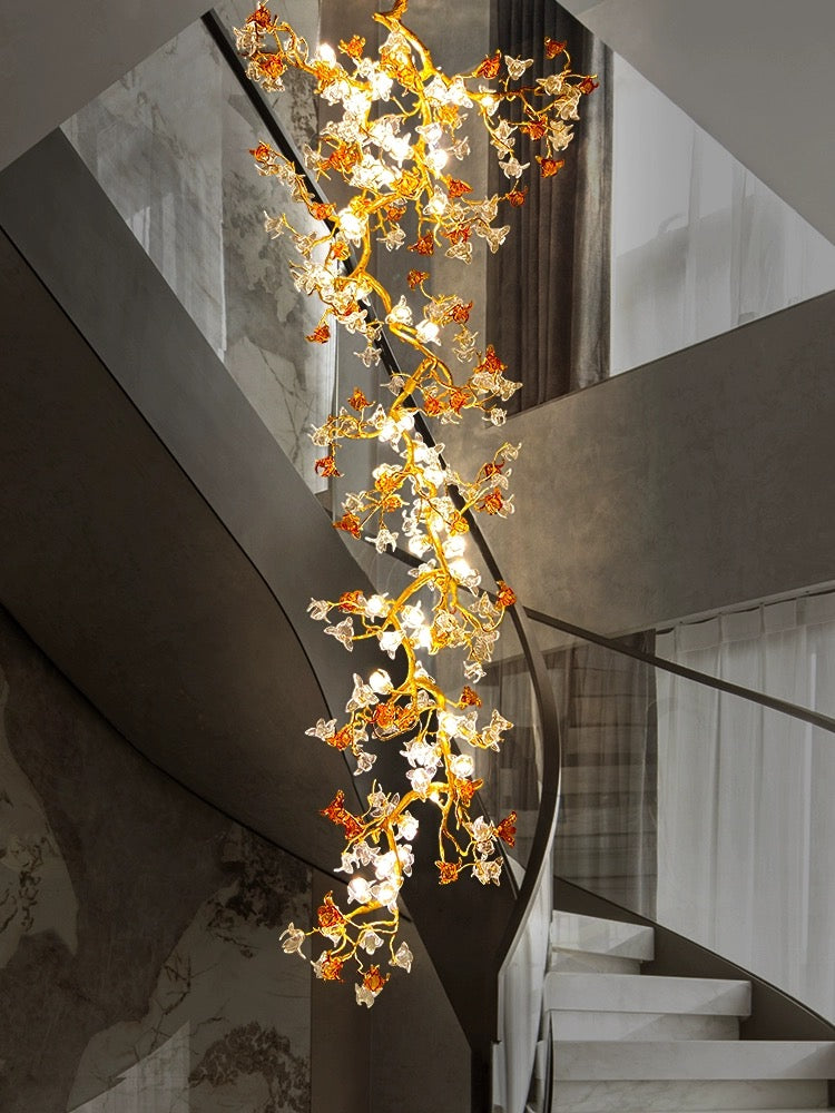 Art Flower Staircase Long Branch Chandelier