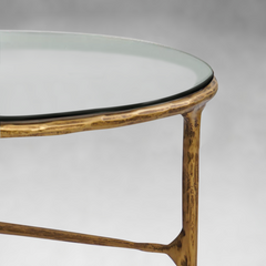 Thaddeus Glass Round Coffee Table 3 Table Legs 35"