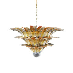 Beautifully Murano Palmette Amber Transparent Chandelier 39"