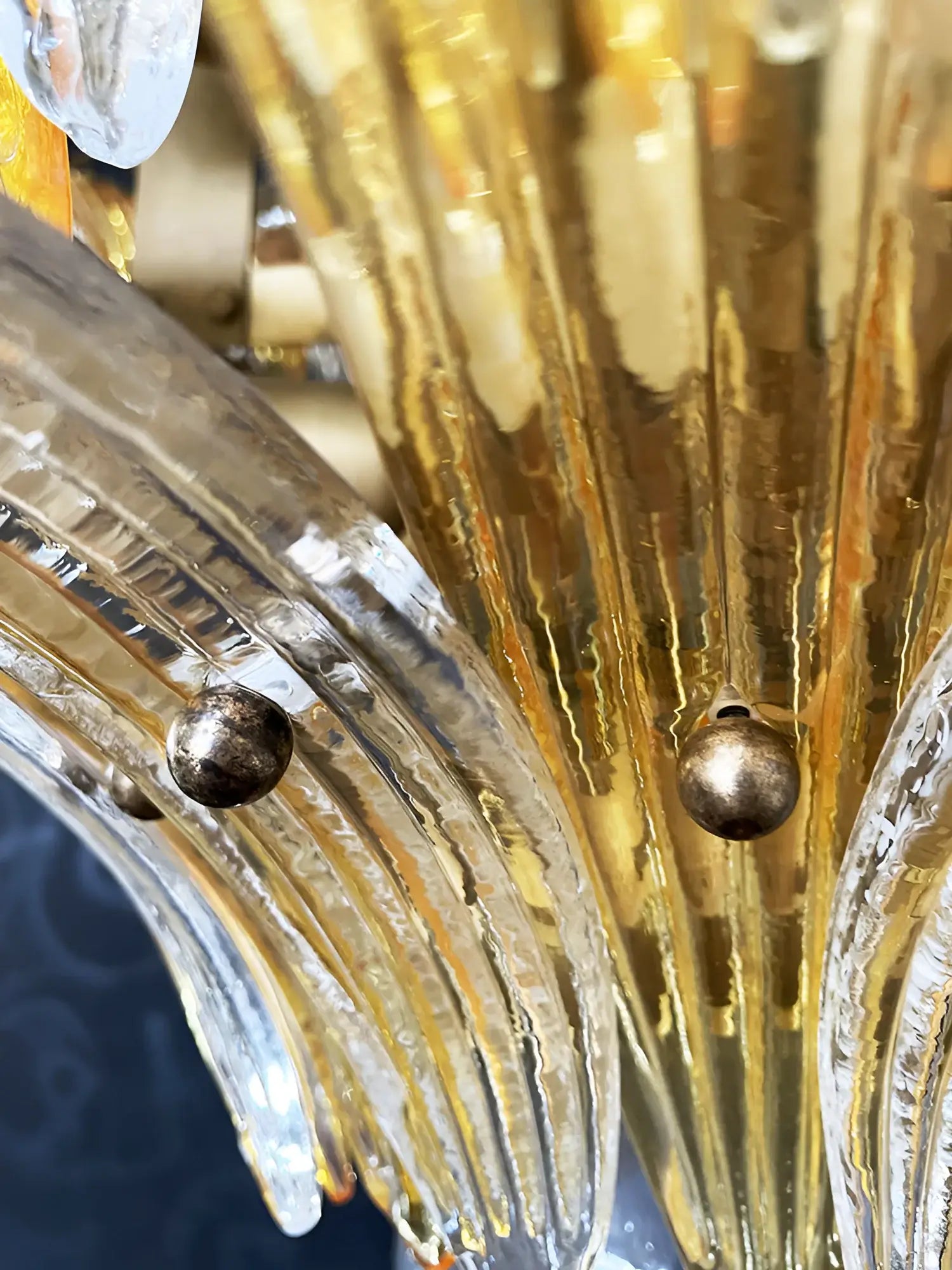 Beautifully Murano Palmette Amber Transparent Chandelier 39"