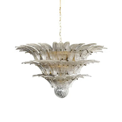 Beautifully Murano Palmette Transparent Chandelier 39"