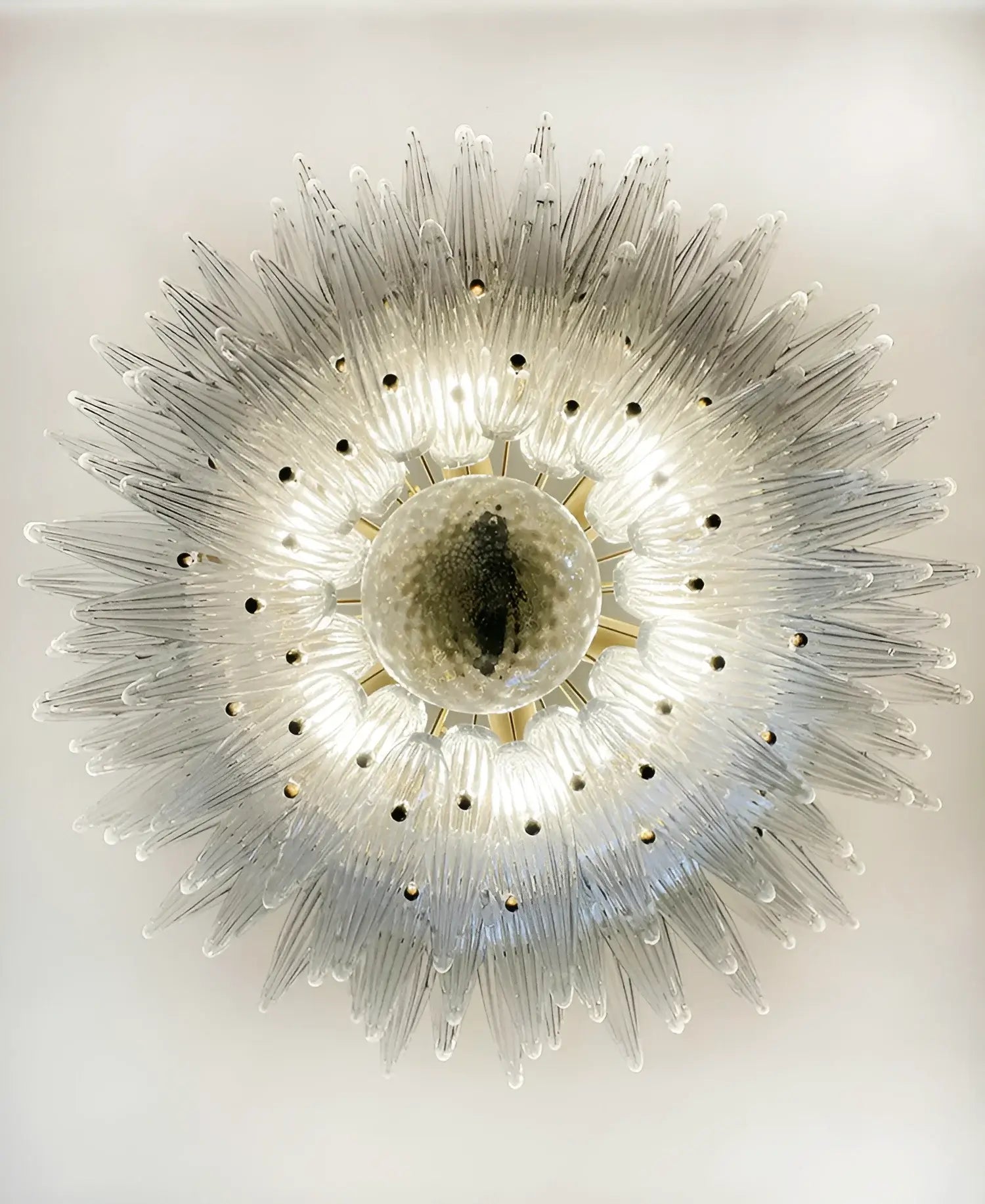 Beautifully Murano Palmette Transparent Chandelier 39"