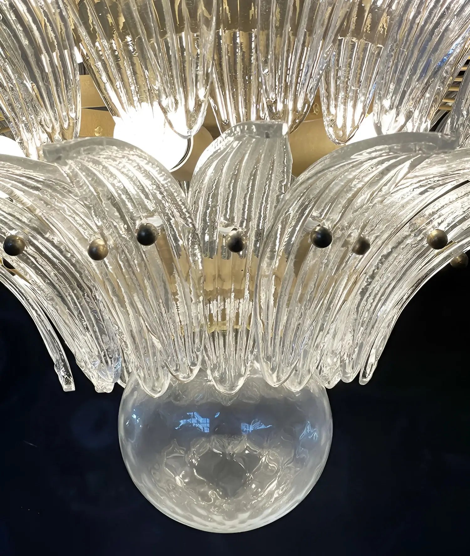 Beautifully Murano Palmette Transparent Chandelier 39"