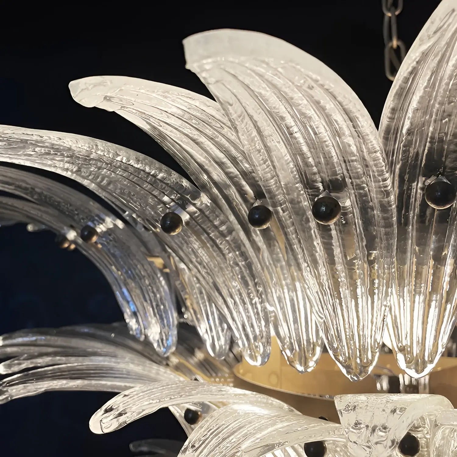 Beautifully Murano Palmette Transparent Chandelier 39"