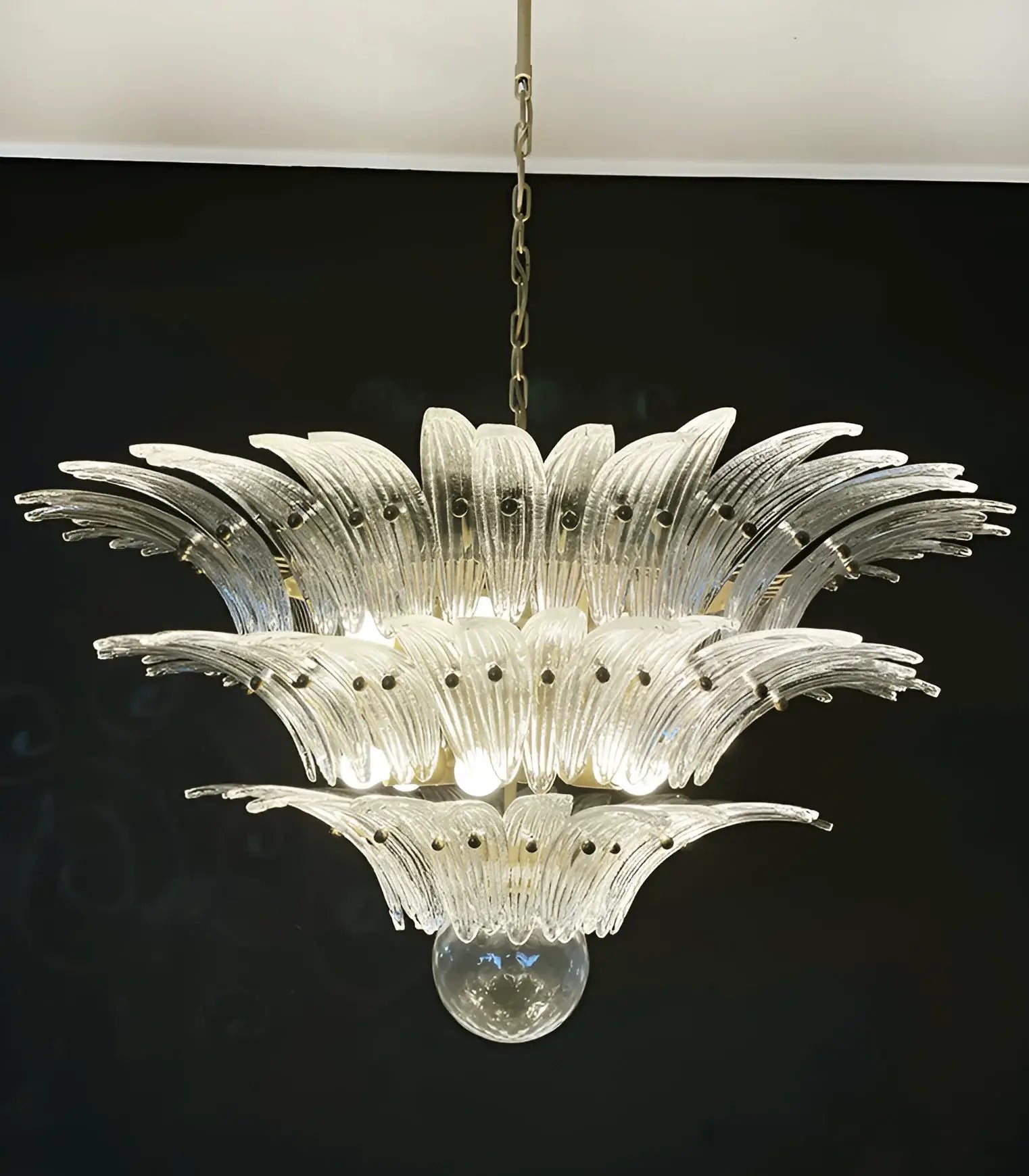 Beautifully Murano Palmette Transparent Chandelier 39"