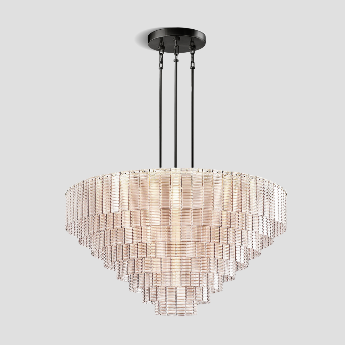 Cuirass Round Ribbed Glass Tile Chandelier Collection