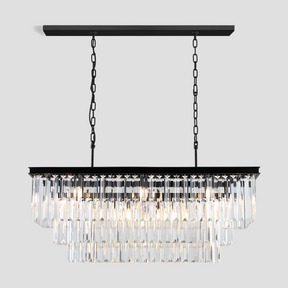 3-Tier Odeon Crystal Fringe Rectangular Chandelier