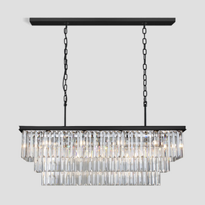 3-Tier Odeon Crystal Fringe Rectangular Chandelier