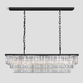 3-Tier Odeon Crystal Fringe Rectangular Chandelier