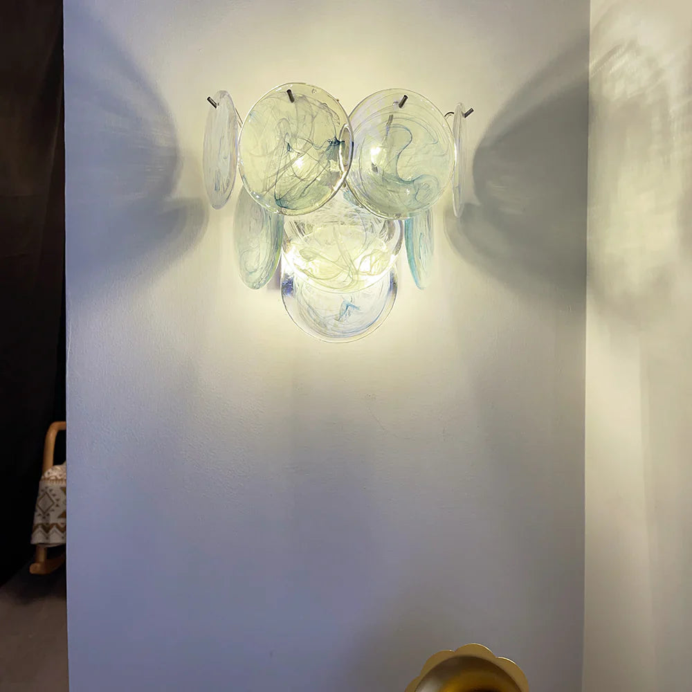 Blue Vintage Murano Glass Wall Lamp 13.4"