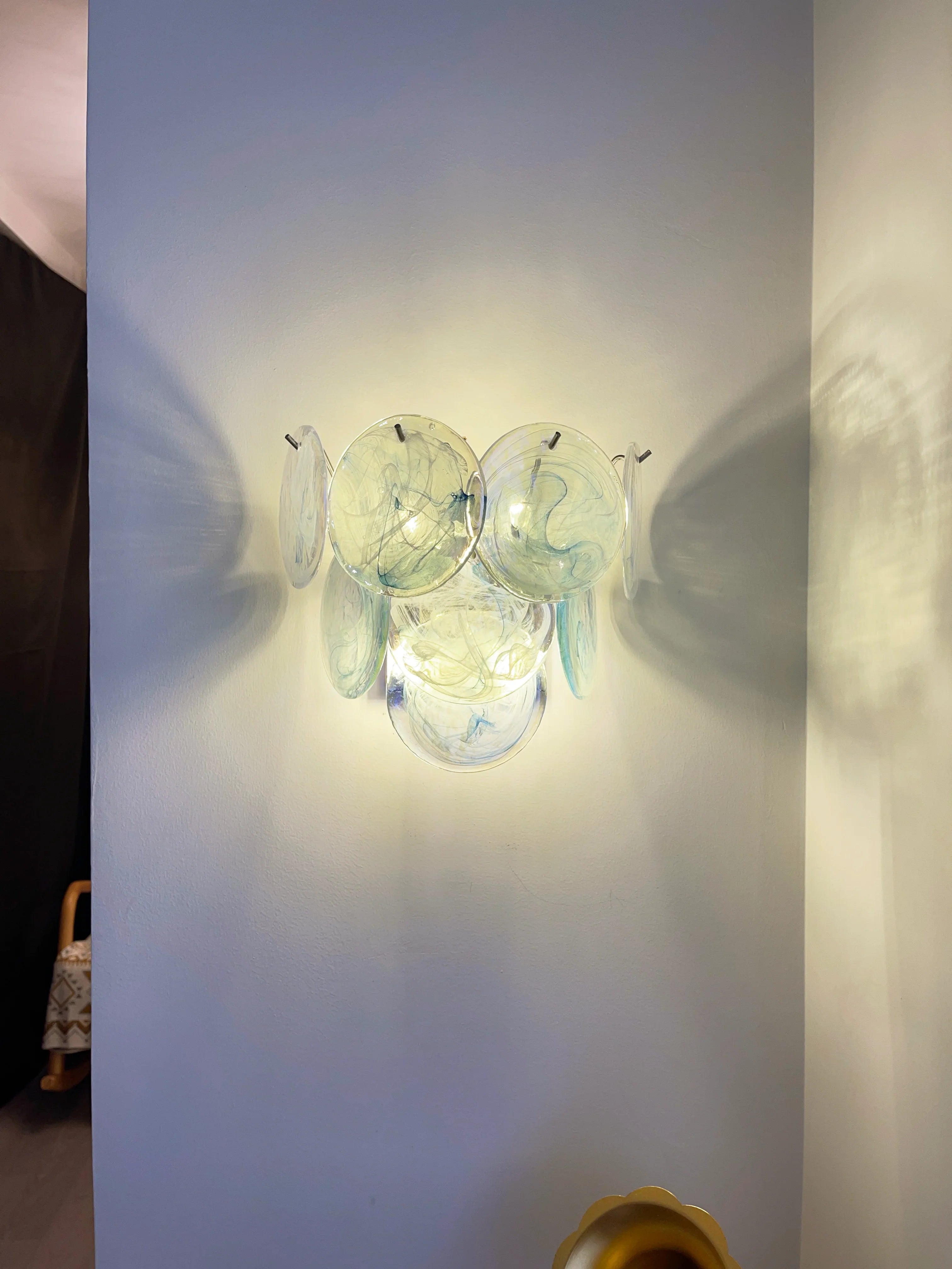 Blue Vintage Murano Glass Wall Lamp 13.4"