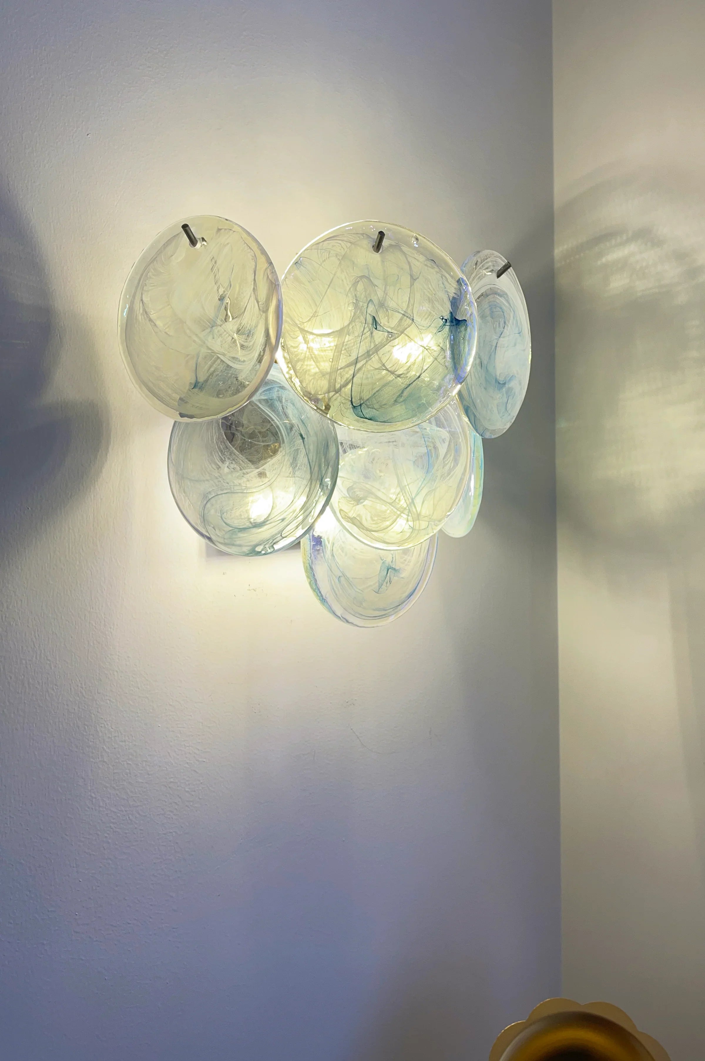 Blue Vintage Murano Glass Wall Lamp 13.4"