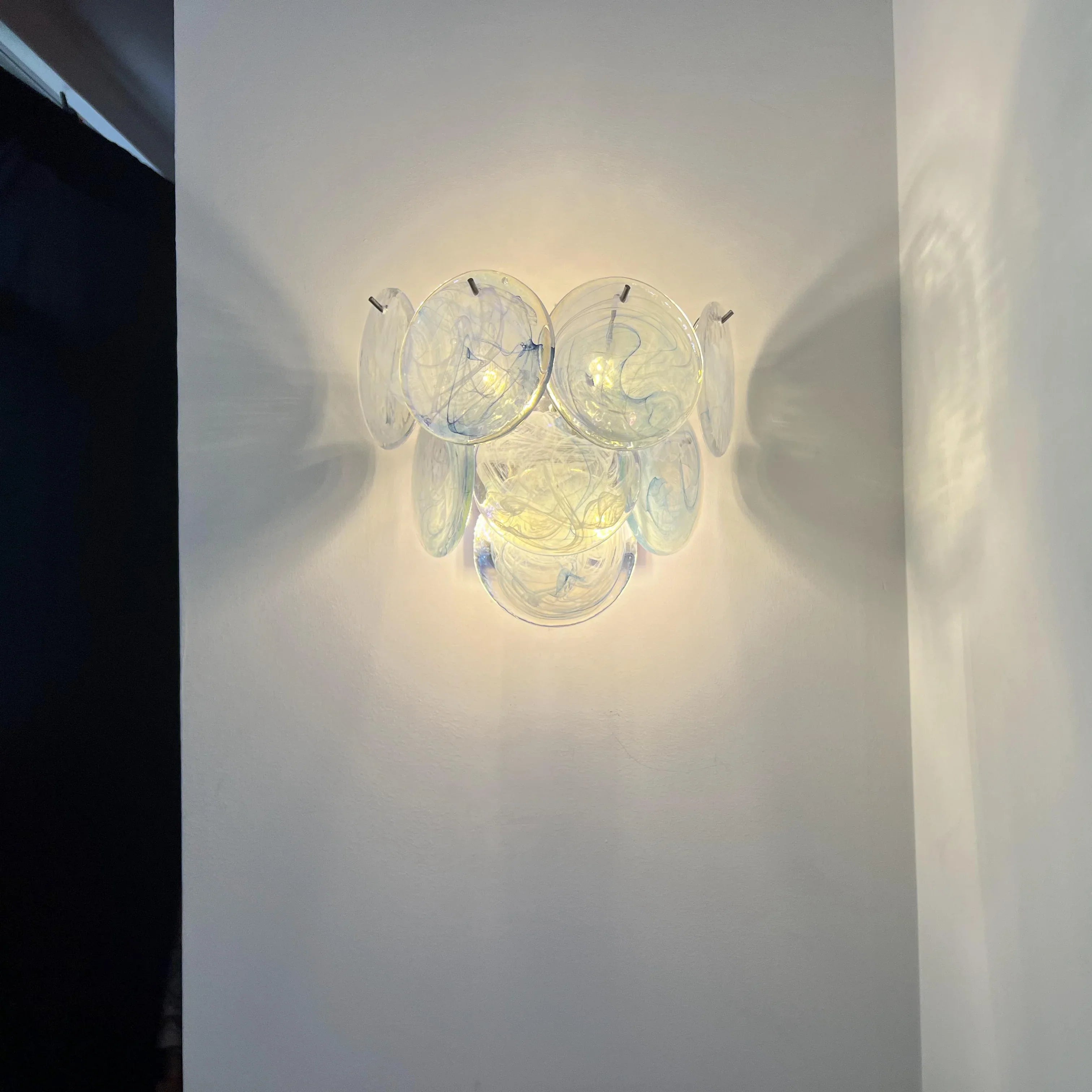 Blue Vintage Murano Glass Wall Lamp 13.4"