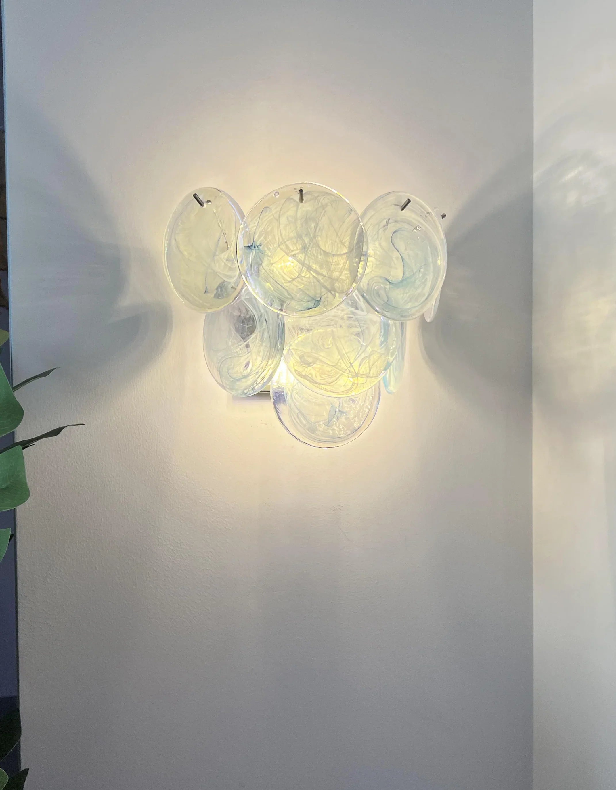 Blue Vintage Murano Glass Wall Lamp 13.4"