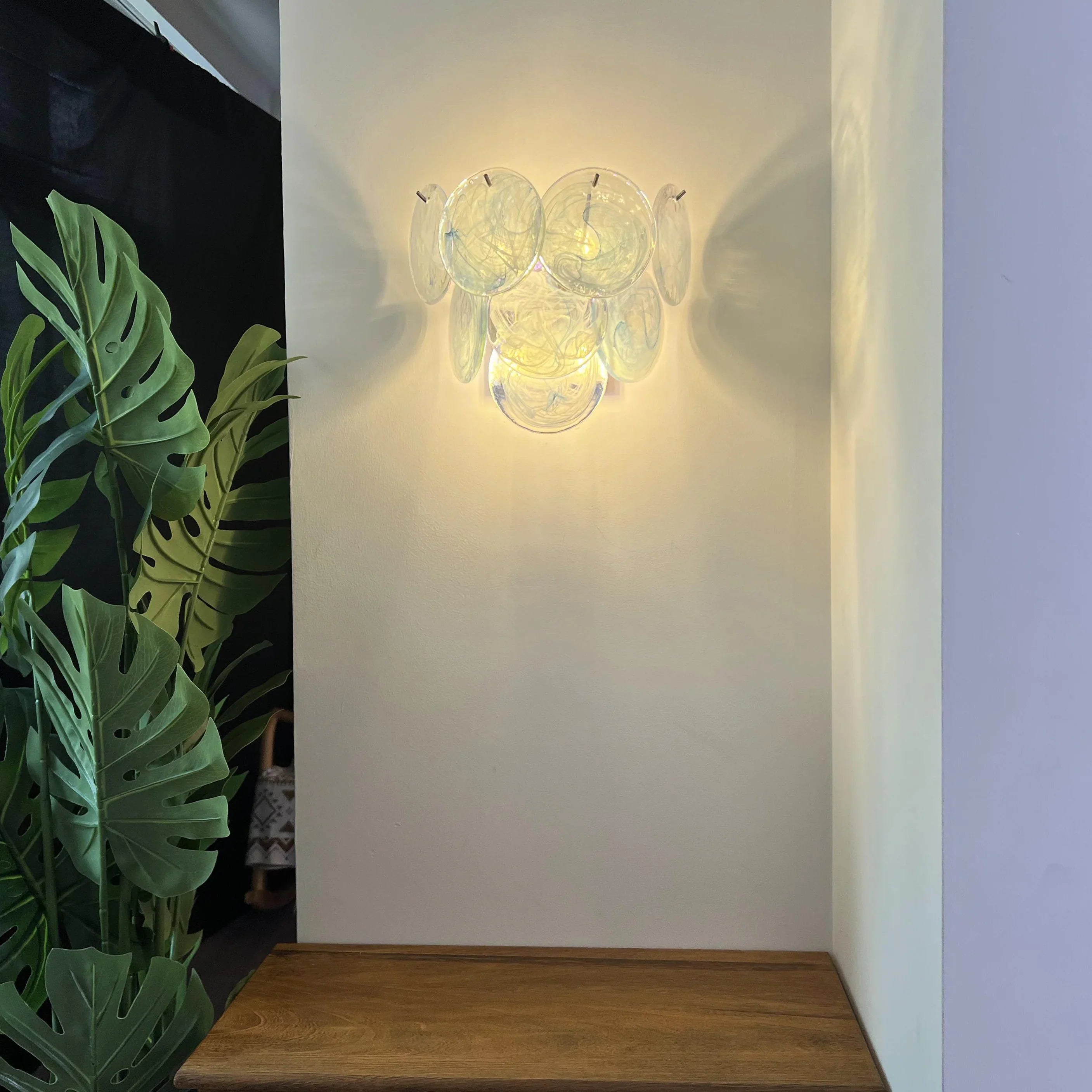 Blue Vintage Murano Glass Wall Lamp 13.4"