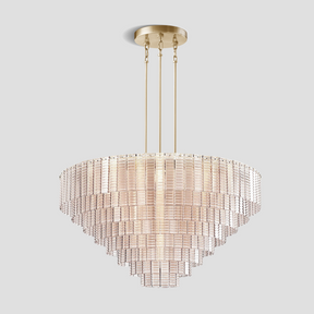 Cuirass Round Ribbed Glass Tile Chandelier Collection