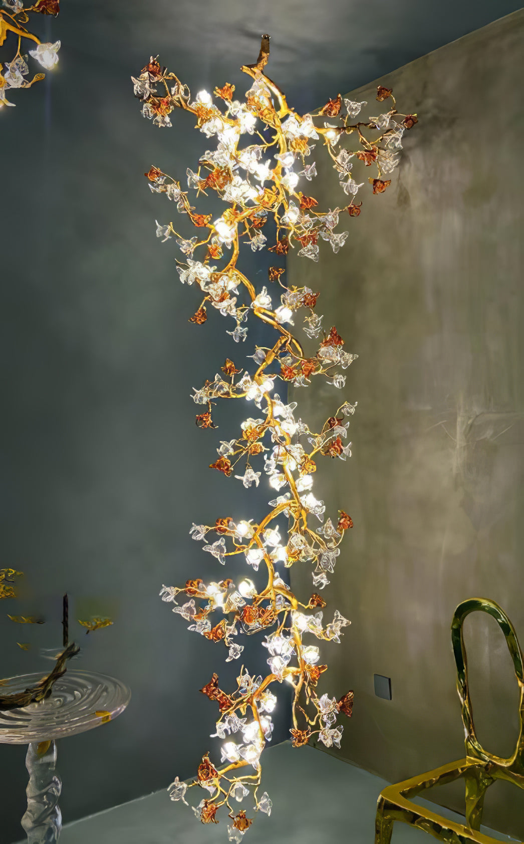 Flora Brass Maple Branch Chandelier