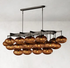 CABRETTE AMBER GLASS LINEAR CHANDELIER 72"