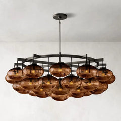 CABRETTE AMBER GLASS ROUND CHANDELIER 60"