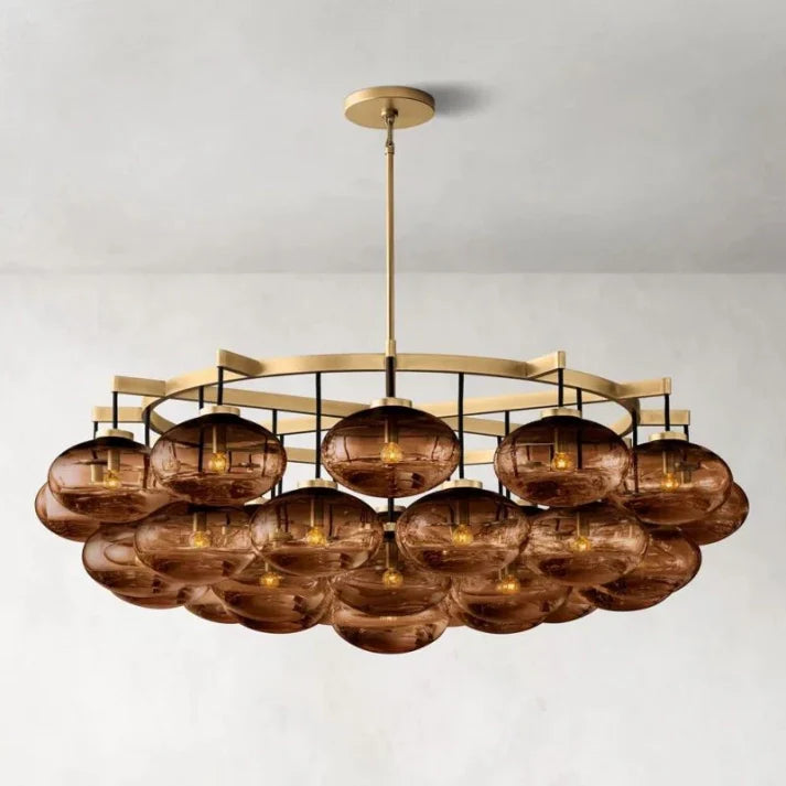CABRETTE AMBER GLASS ROUND CHANDELIER 60"