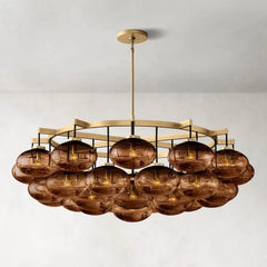 CABRETTE AMBER GLASS ROUND CHANDELIER 60"