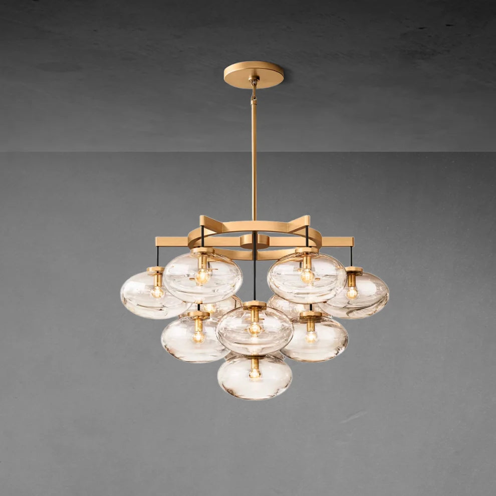 CABRETTE CLEAR GLASS ROUND CHANDELIER 36"