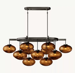 Cabrette Amber Glass Linear Chandelier 54"