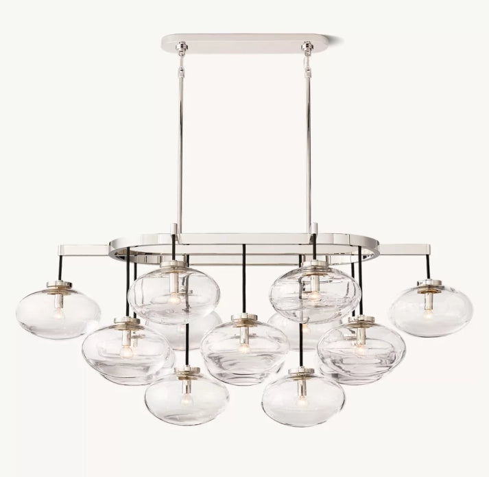 Cabrette Clear Glass Linear Chandelier 54"