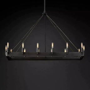 VINTAGE FILAMENT RECTANGULAR CHANDELIER 41''- LIGHTS 14