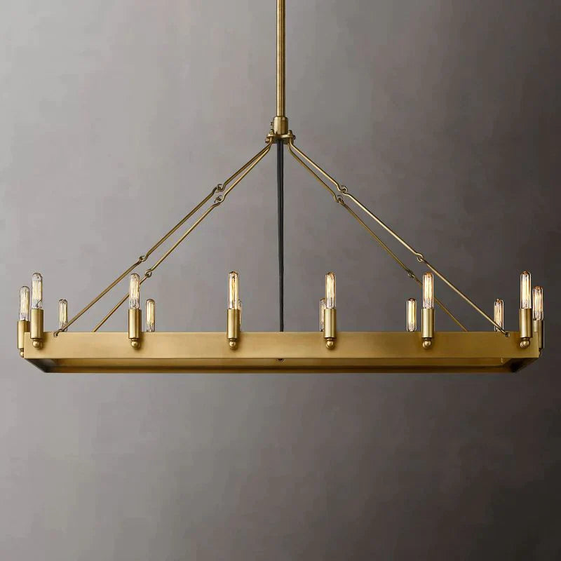 VINTAGE FILAMENT RECTANGULAR CHANDELIER 41''- LIGHTS 14