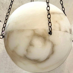 Vintage Alabaster Globe Fixture-Brass 20''