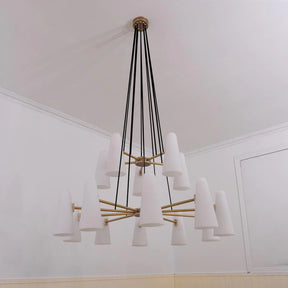 Gloria White Ceramics 2-Tier Round Chandelier 15 Lights