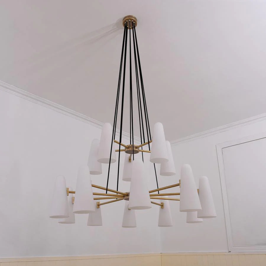 Gloria White Ceramics 2-Tier Round Chandelier 15 Lights