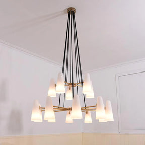 Gloria White Ceramics 2-Tier Round Chandelier 15 Lights