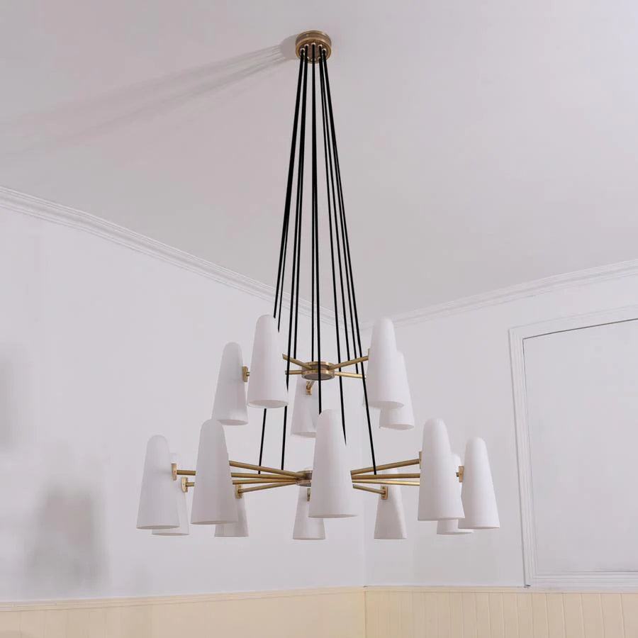 Gloria White Ceramics 2-Tier Round Chandelier 15 Lights