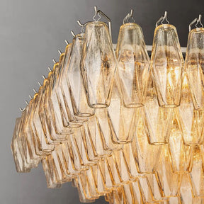 Chara Clear Glass Tiered Rectangular Chandelier 54"