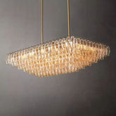 Chara Clear Glass Tiered Rectangular Chandelier 54"