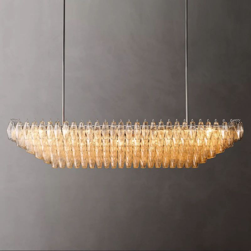 Chara Clear Glass Tiered Rectangular Chandelier 74"