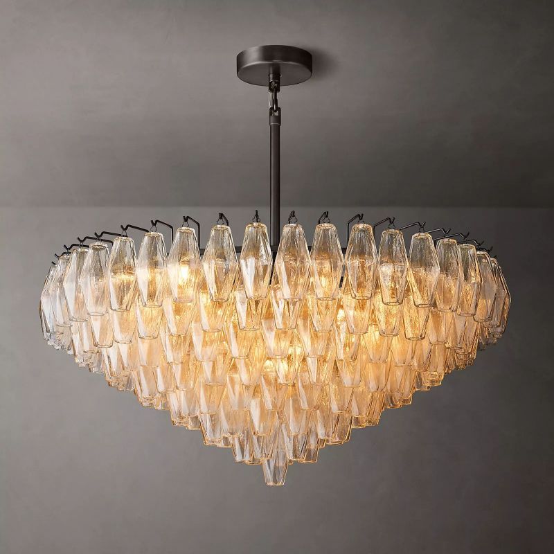 Chara Clear Glass Tiered Round Chandelier 37"