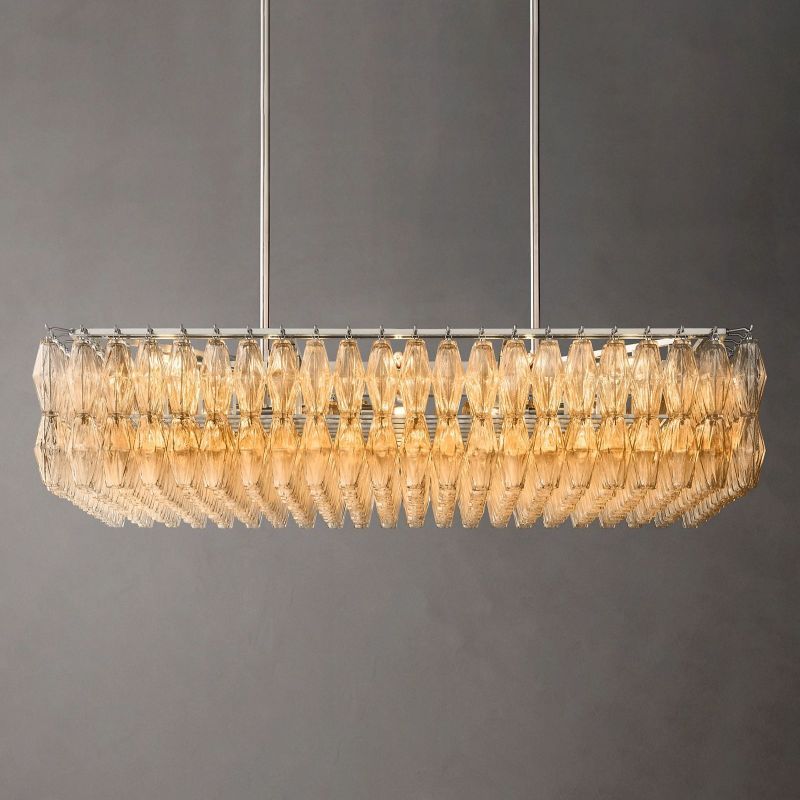 Chara Glass Rectangular Chandelier 54"