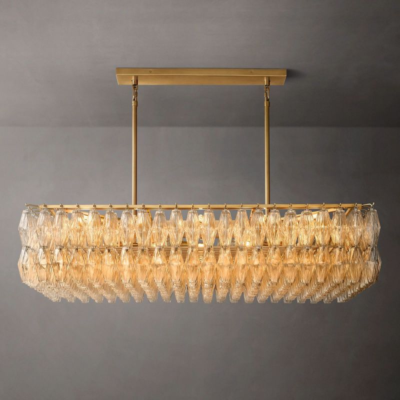 Chara Glass Rectangular Chandelier 54"