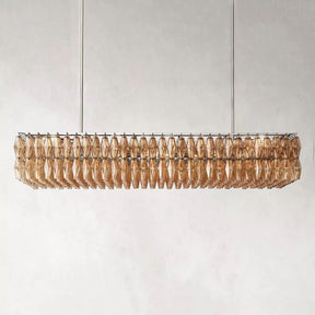 Chara Smoke Glass Rectangular Chandelier 74"