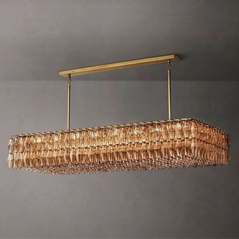 Chara Smoke Glass Rectangular Chandelier 74"