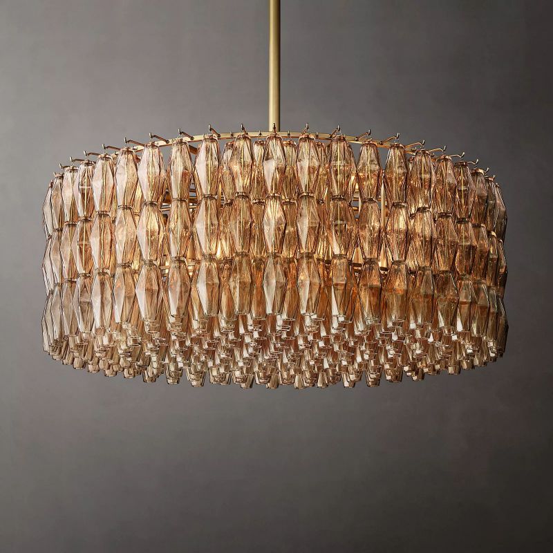 Chara Smoke Glass Round Chandelier 47"