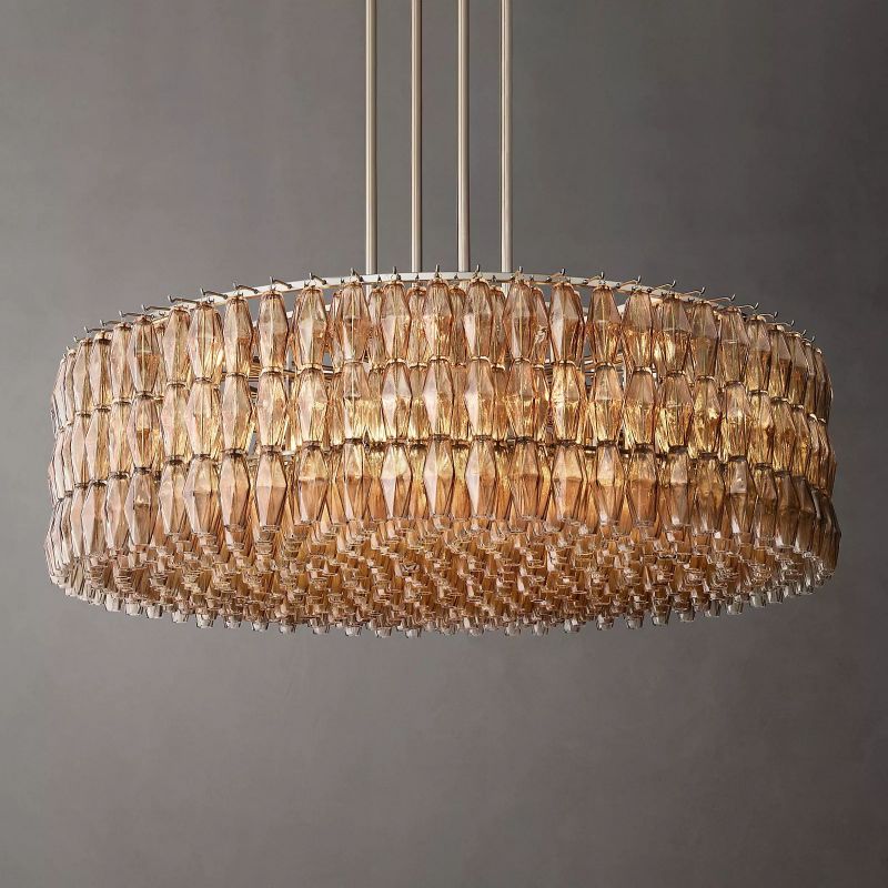 Chara Smoke Glass Round Chandelier 62"